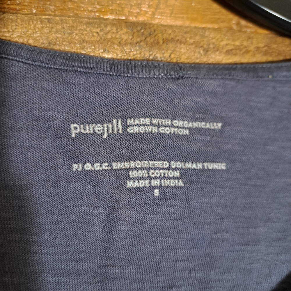 Pure Jill Organic 100% Cotton Grey Embroidered Dolman‎ Tunic Womens S J. Jill - Picture 2 of 5